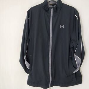 Under Armour Men's Track Jacket - Grey and white on the sleeves - Size Large